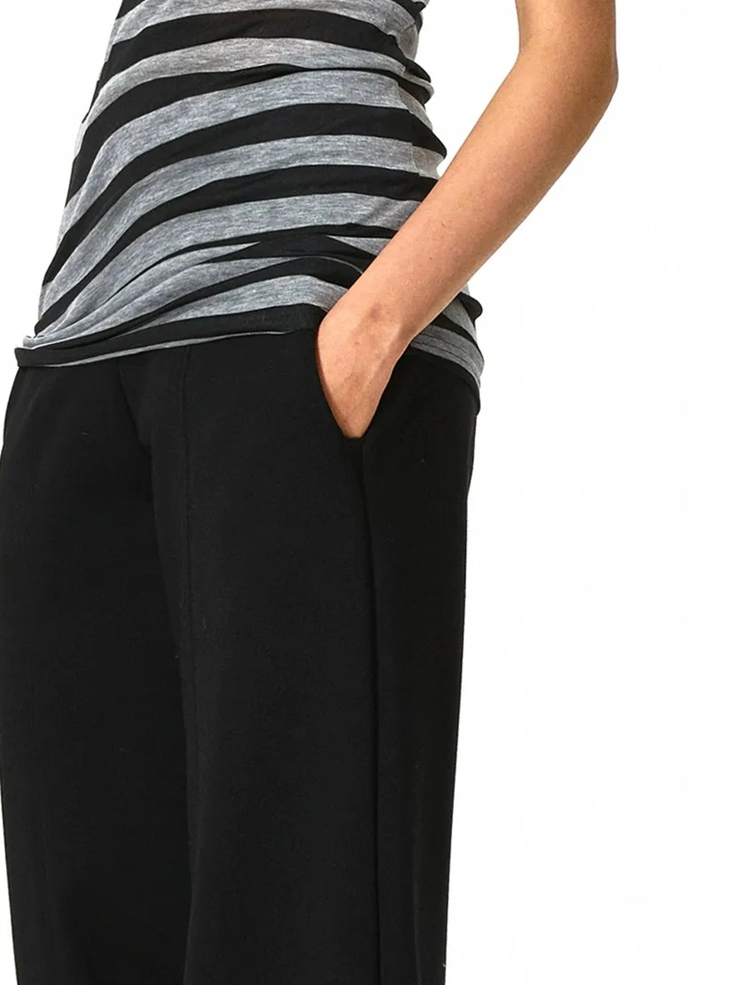 kvkv Black &amp; Gray Striped Adjustable Halter Top