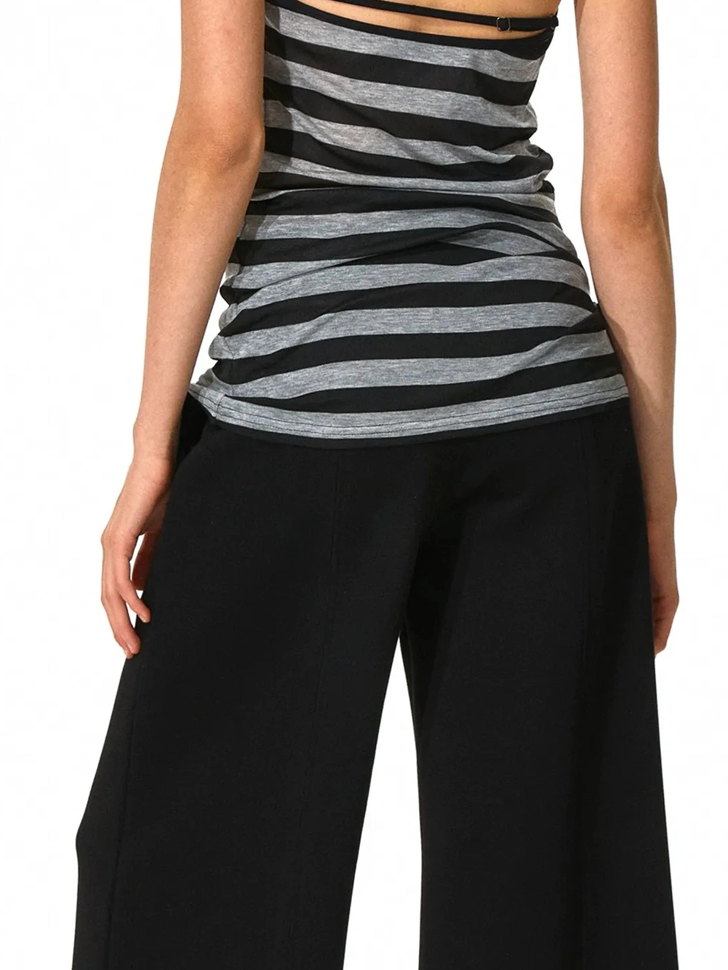 kvkv Black &amp; Gray Striped Adjustable Halter Top
