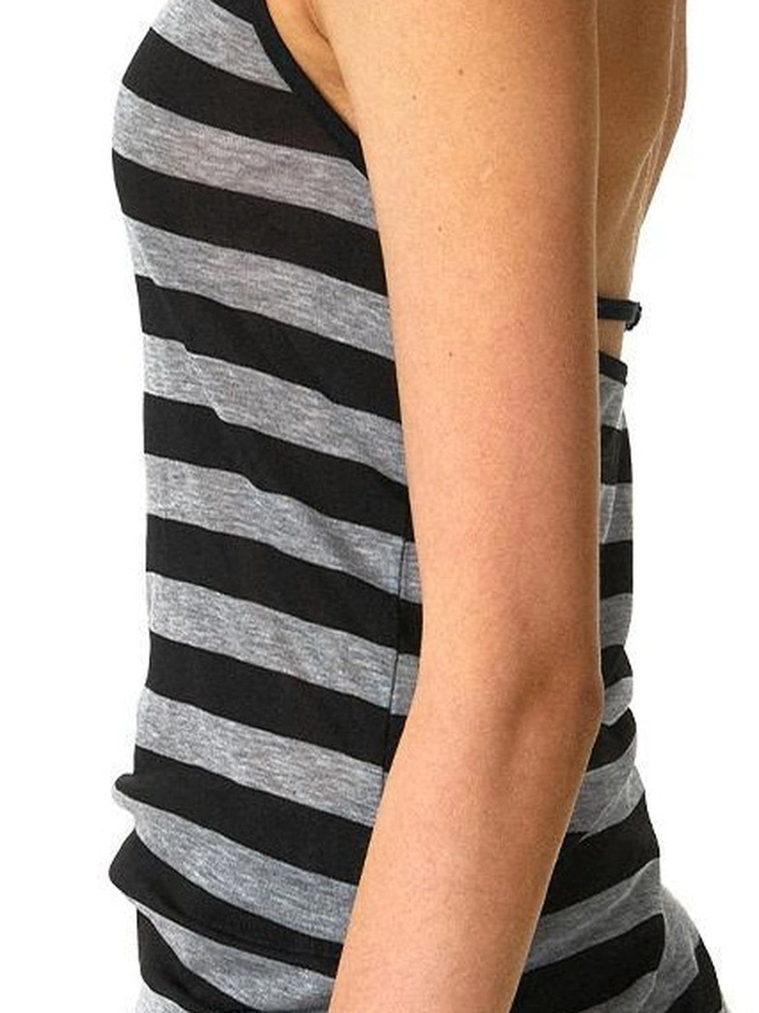 kvkv Black &amp; Gray Striped Adjustable Halter Top