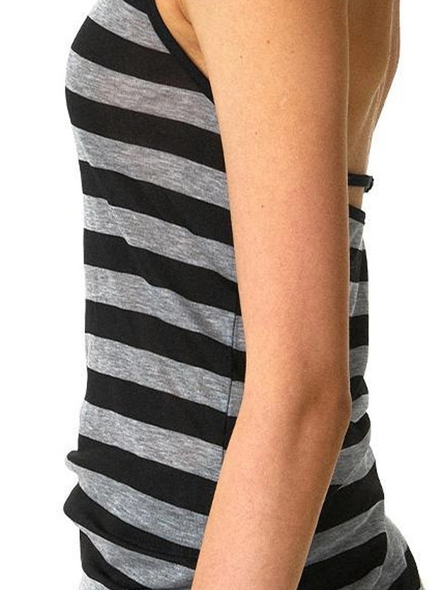 kvkv Black &amp; Gray Striped Adjustable Halter Top
