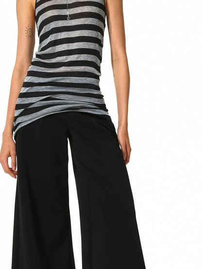 kvkv Black &amp; Gray Striped Adjustable Halter Top