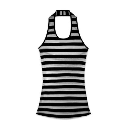 kvkv_Black_&amp;_Gray_Striped_Adjustable_Halter_Top_MISSTT