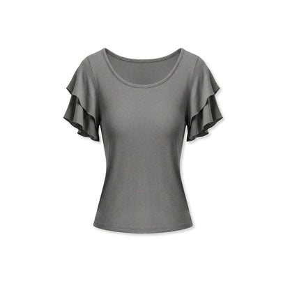 kvkv_Blue_Gray_Double_Layer_Knit_Flutter_Sleeve_Women&