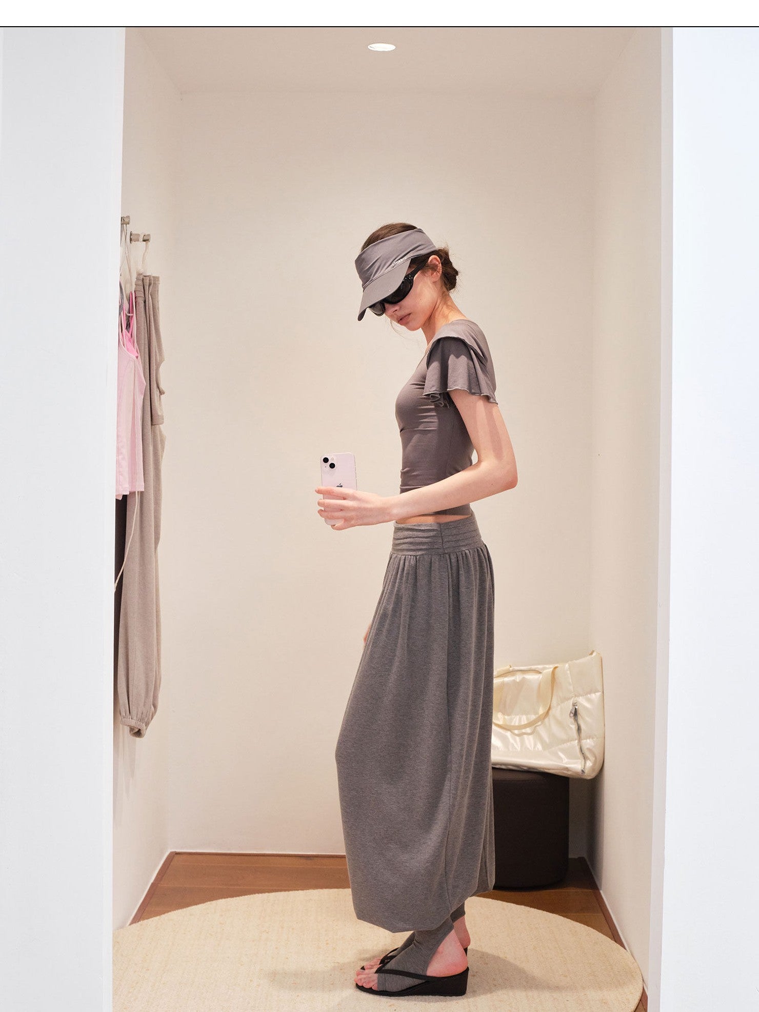 kvkv Blue Gray Double Layer Knit Flutter Sleeve Women&