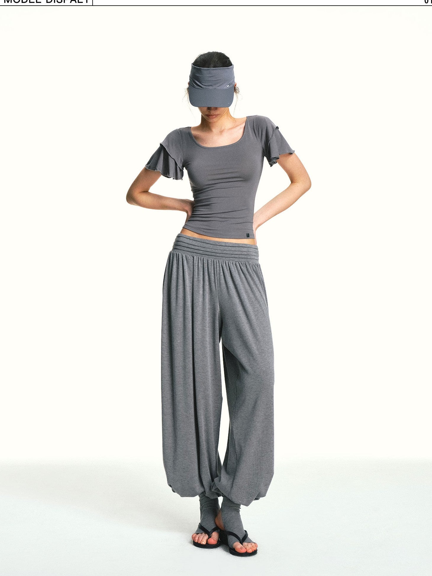 kvkv Blue Gray Double Layer Knit Flutter Sleeve Women&