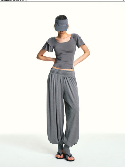 kvkv Blue Gray Double Layer Knit Flutter Sleeve Women&