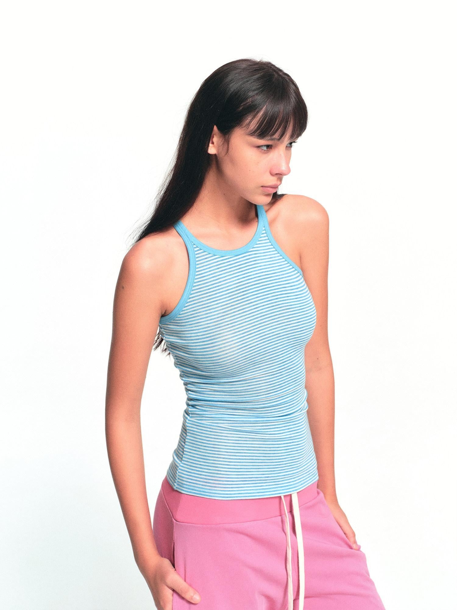 kvkv Blue Striped Boat Neck Reversible Women&