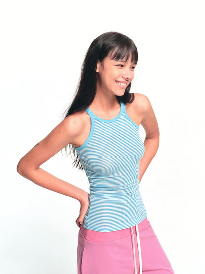 kvkv Blue Striped Boat Neck Reversible Women&