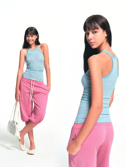kvkv Blue Striped Boat Neck Reversible Women&