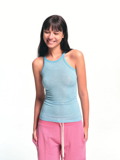 kvkv Blue Striped Boat Neck Reversible Women&