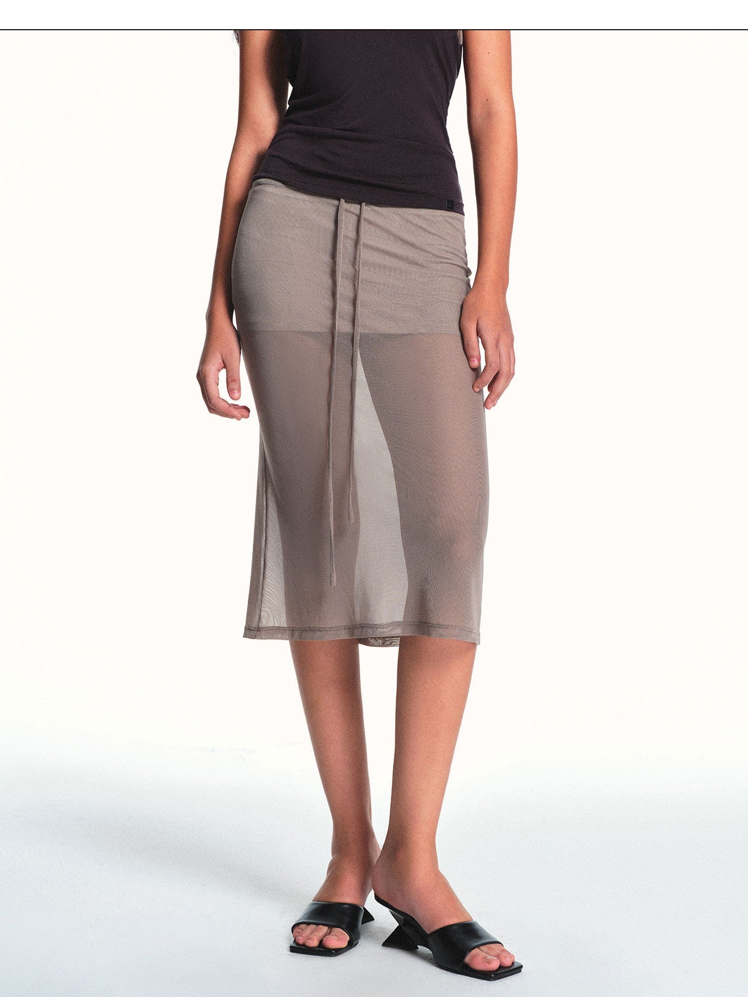 kvkv Breathable Apricot Mesh Double Layer Drawstring Women&