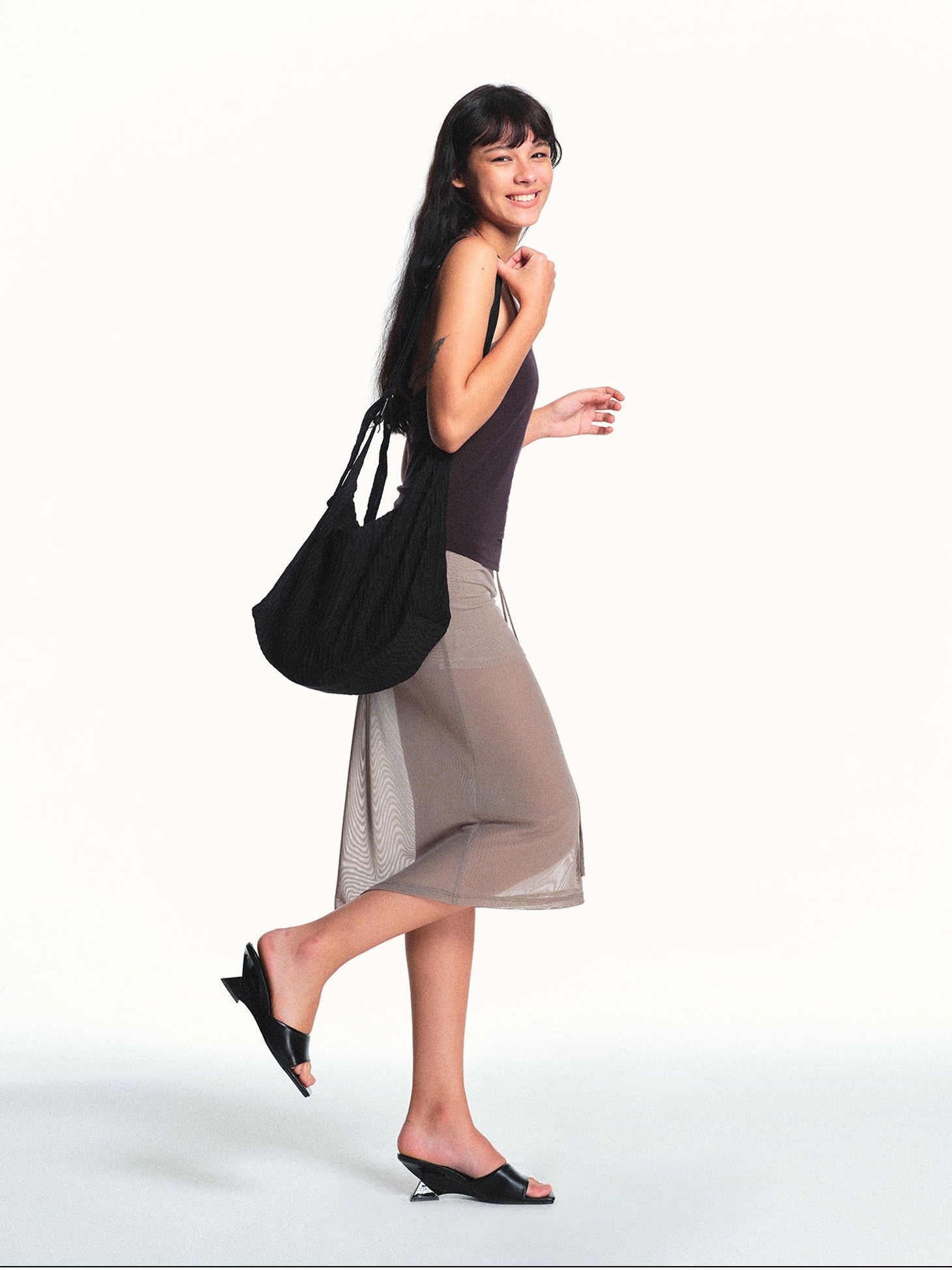 kvkv Breathable Apricot Mesh Double Layer Drawstring Women&