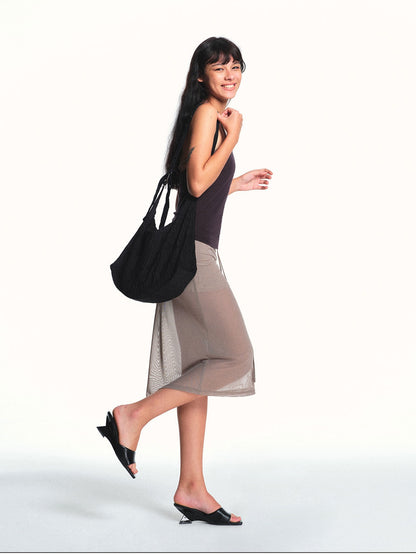 kvkv Breathable Apricot Mesh Double Layer Drawstring Women&