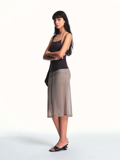 kvkv Breathable Apricot Mesh Double Layer Drawstring Women&