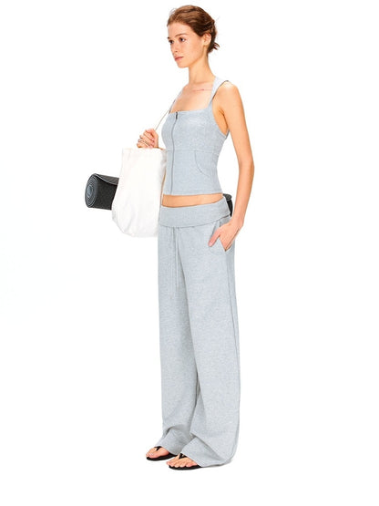 kvkv Breathable Cotton Blend Cropped Zipper U Neck Sporty Casual Women T-Shirt