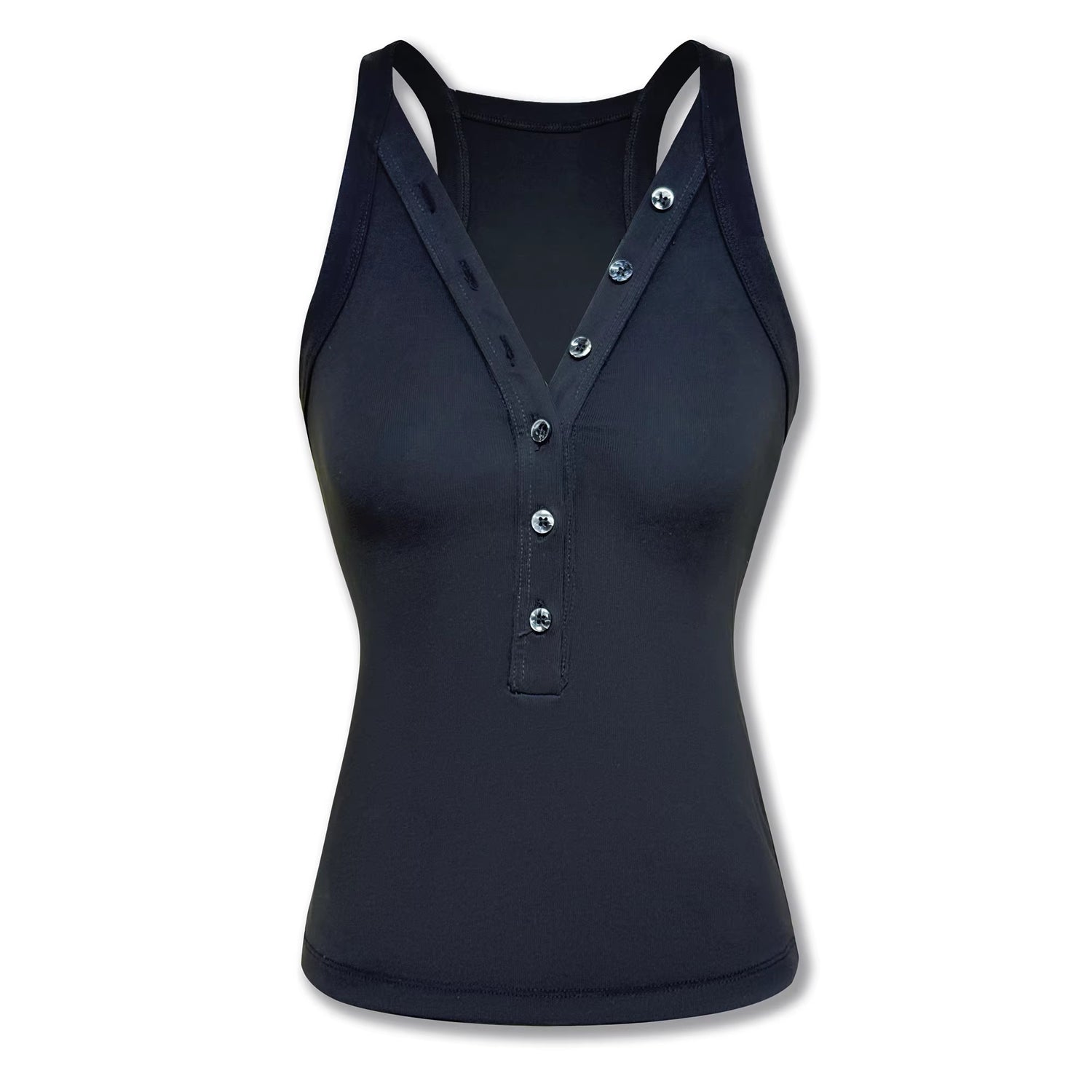 kvkv_Breathable_Lyocell_Slim_Fit_Crop_Button_Front_Sporty_Women_Navy_Tank_Tops_MISSTT