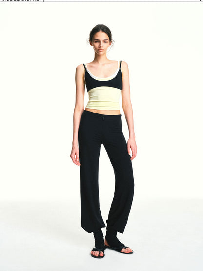 kvkv Bright Yellow Colorblock Layered Detachable Three Piece Women&
