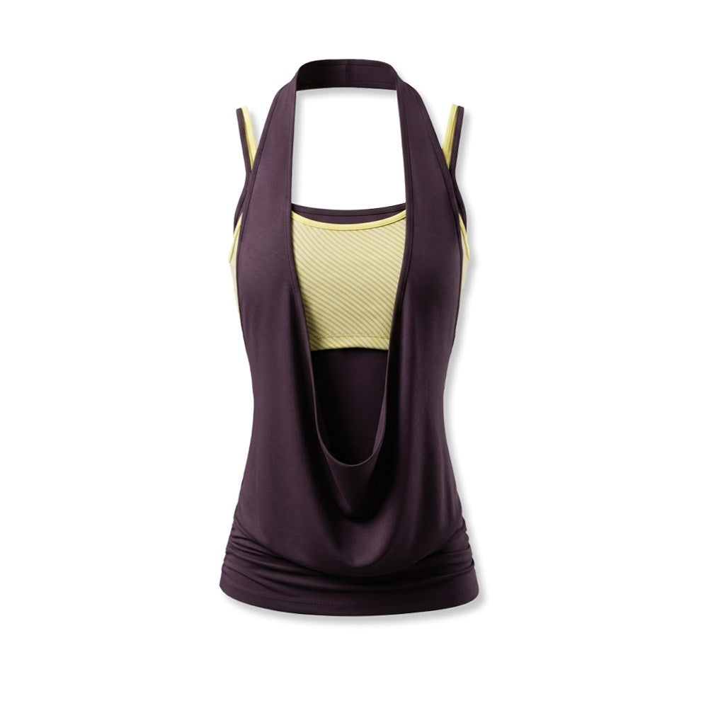 kvkv_Brown_Purple_Striped_Layered_Detachable_Three_Piece_Women&
