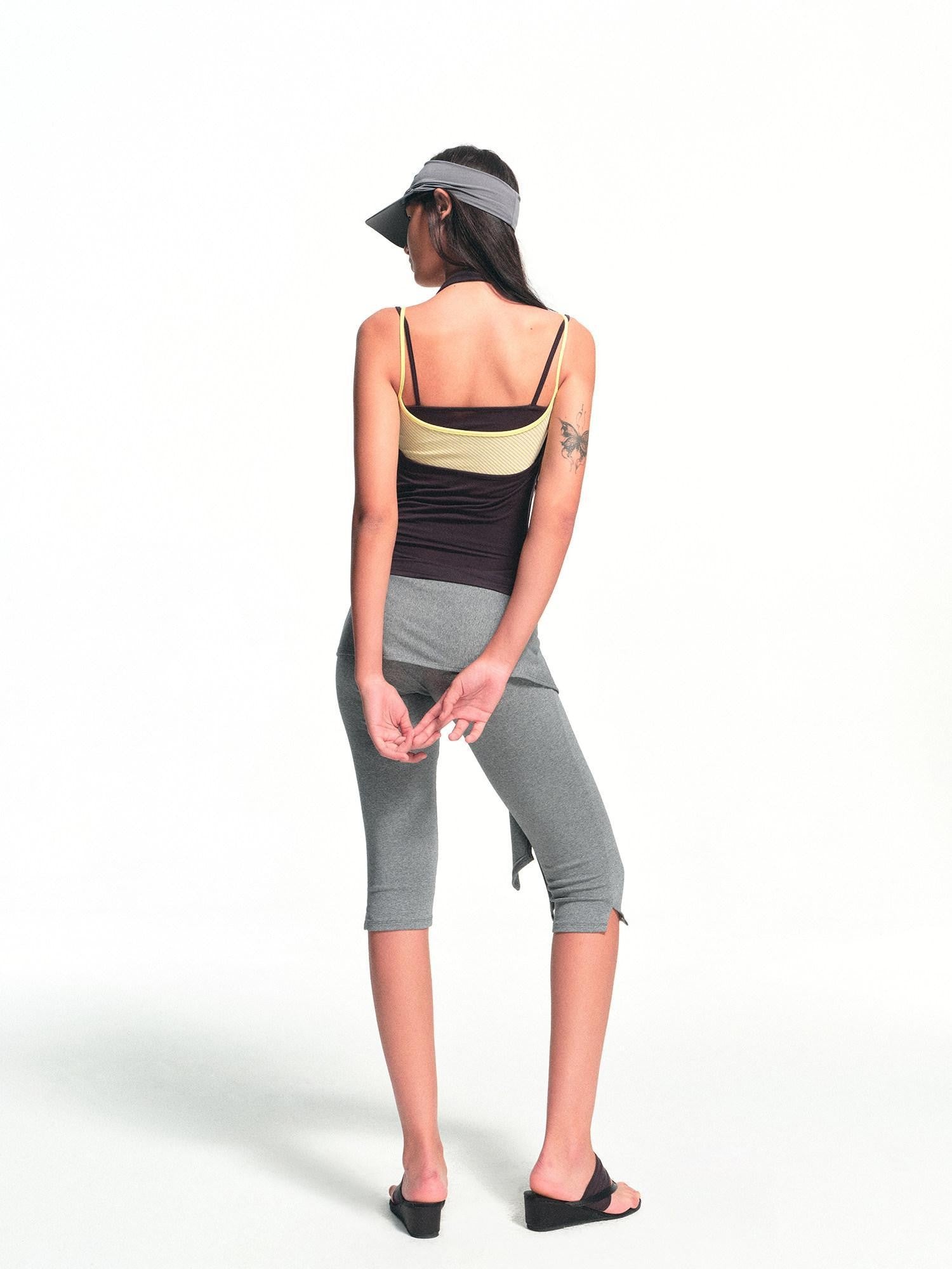 kvkv Brown Purple Striped Layered Detachable Three Piece Women&