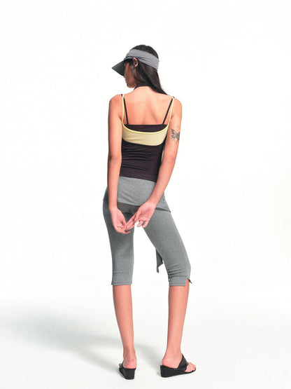 kvkv Brown Purple Striped Layered Detachable Three Piece Women&