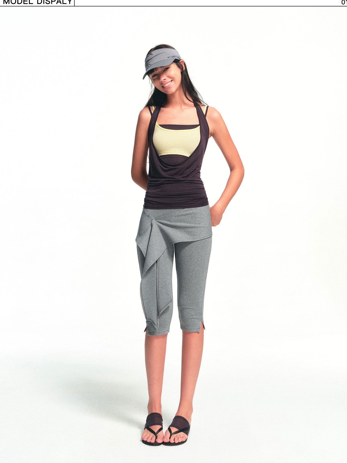 kvkv Brown Purple Striped Layered Detachable Three Piece Women&