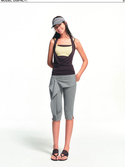 kvkv Brown Purple Striped Layered Detachable Three Piece Women&