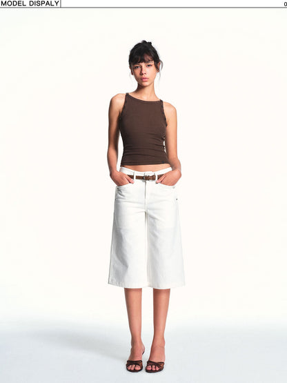 kvkv Brown Removable Button Convertible Rib Knit Slim Women&