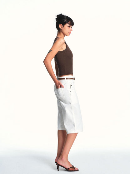 kvkv Brown Removable Button Convertible Rib Knit Slim Women&
