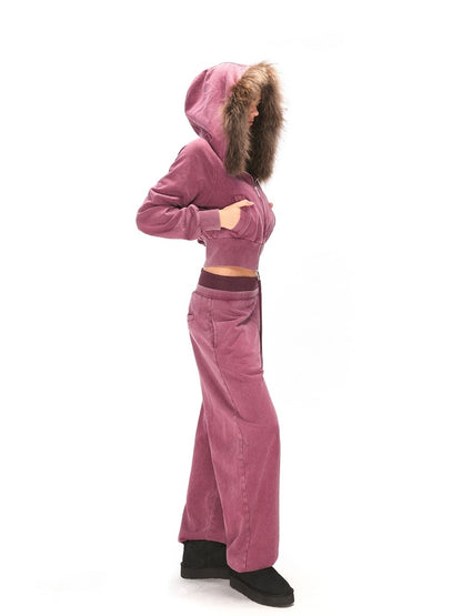 kvkv Burgundy Cotton Drawstring Wide Leg Natural Waist Sporty Womens Pants