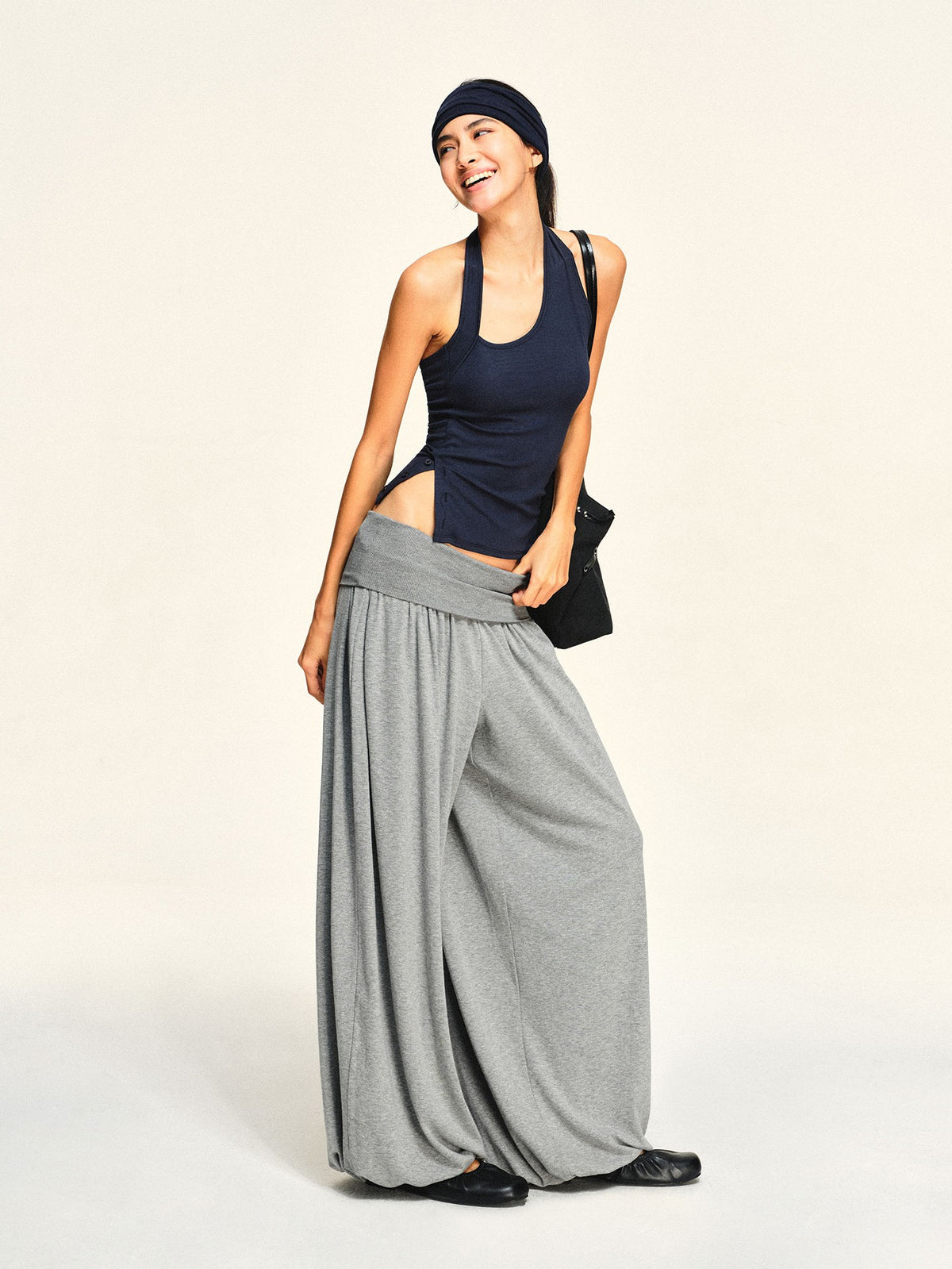 kvkv Button Slit Navy Tencel Modal Women&