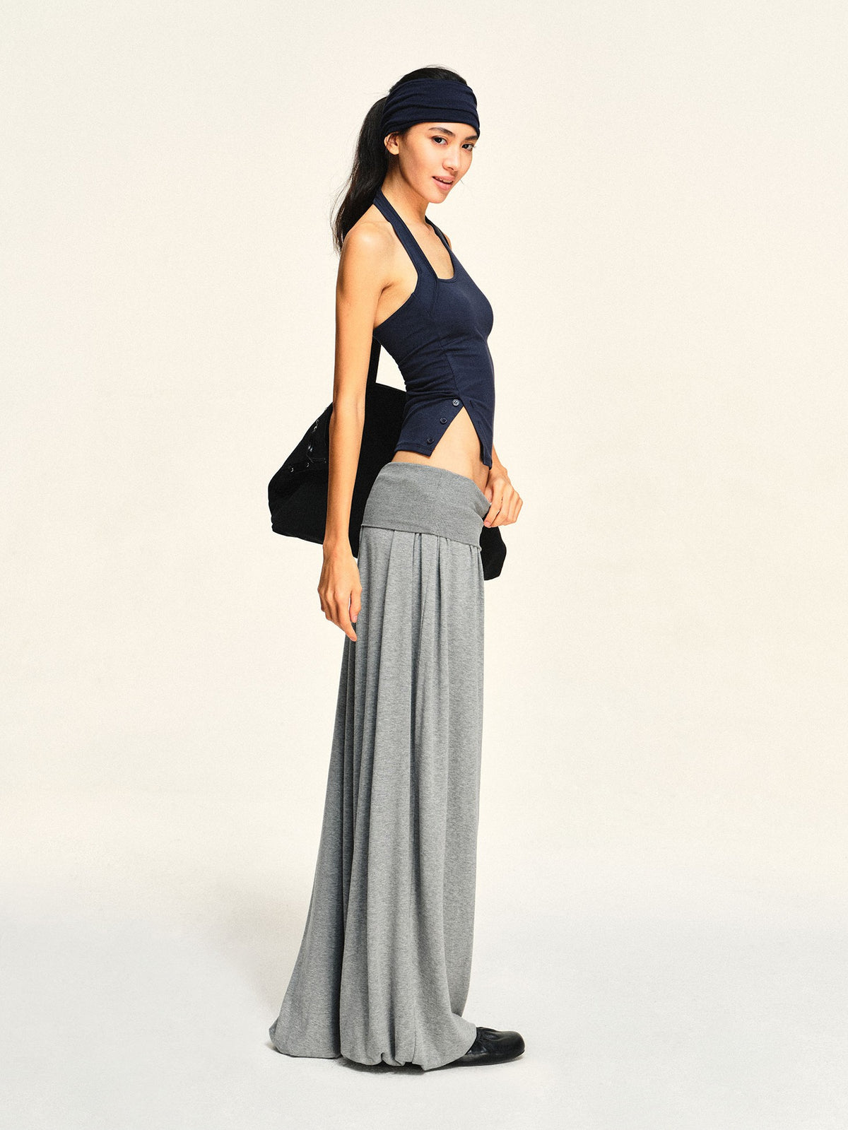 kvkv Button Slit Navy Tencel Modal Women&