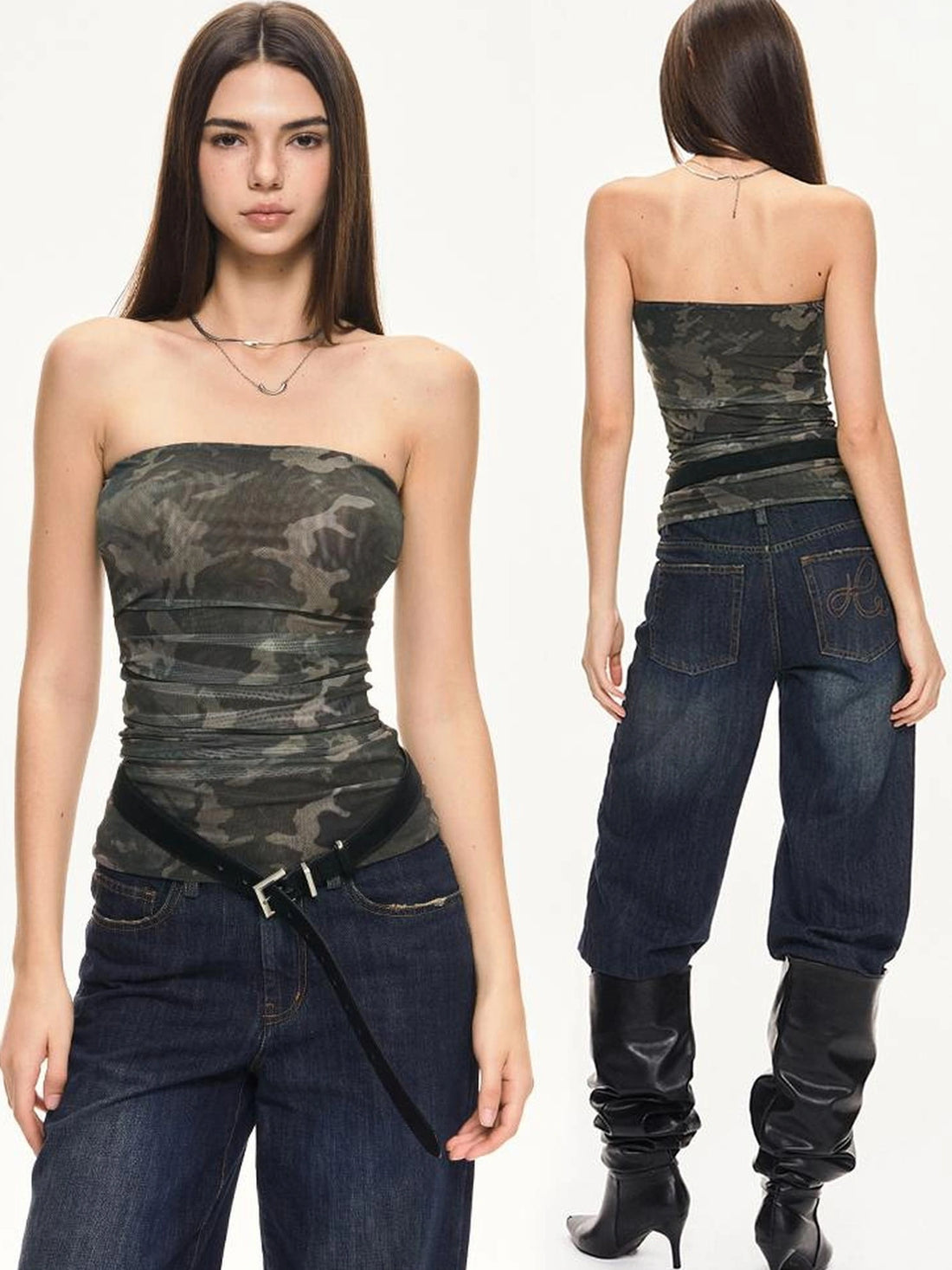 KVKV Yoga Clothing Brand - Camouflage Mesh Bustier Top