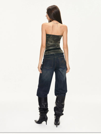 KVKV Yoga Clothing Brand - Camouflage Mesh Bustier Top