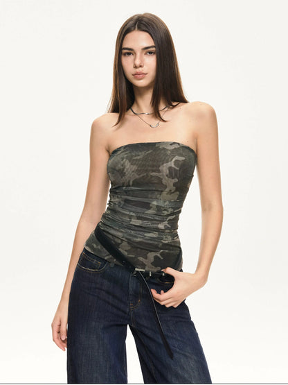 KVKV Yoga Clothing Brand - Camouflage Mesh Bustier Top