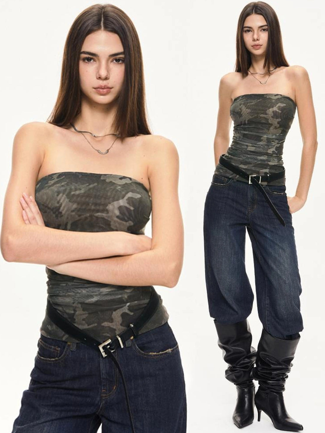 KVKV Yoga Clothing Brand - Camouflage Mesh Bustier Top