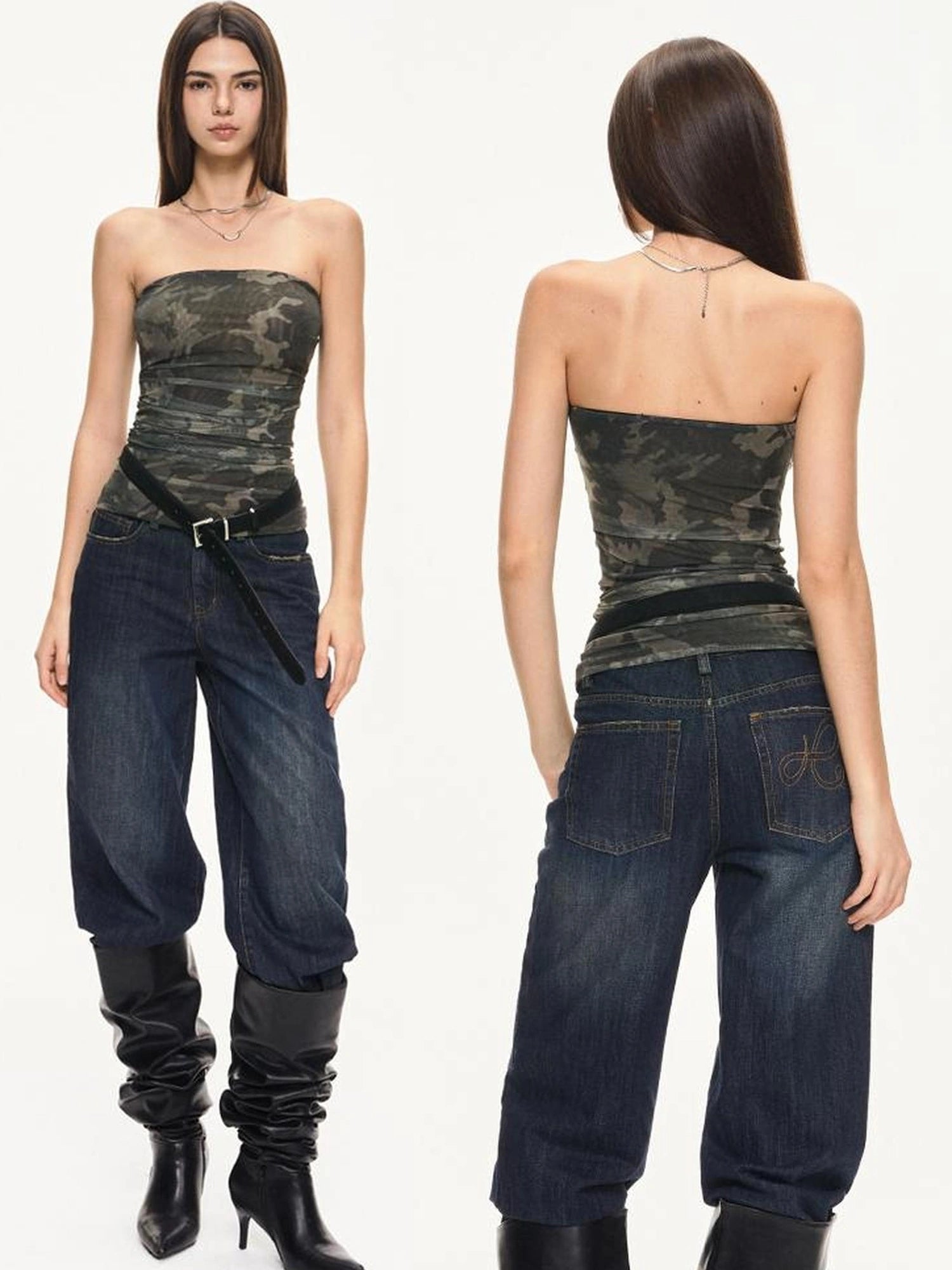 KVKV Yoga Clothing Brand - Camouflage Mesh Bustier Top