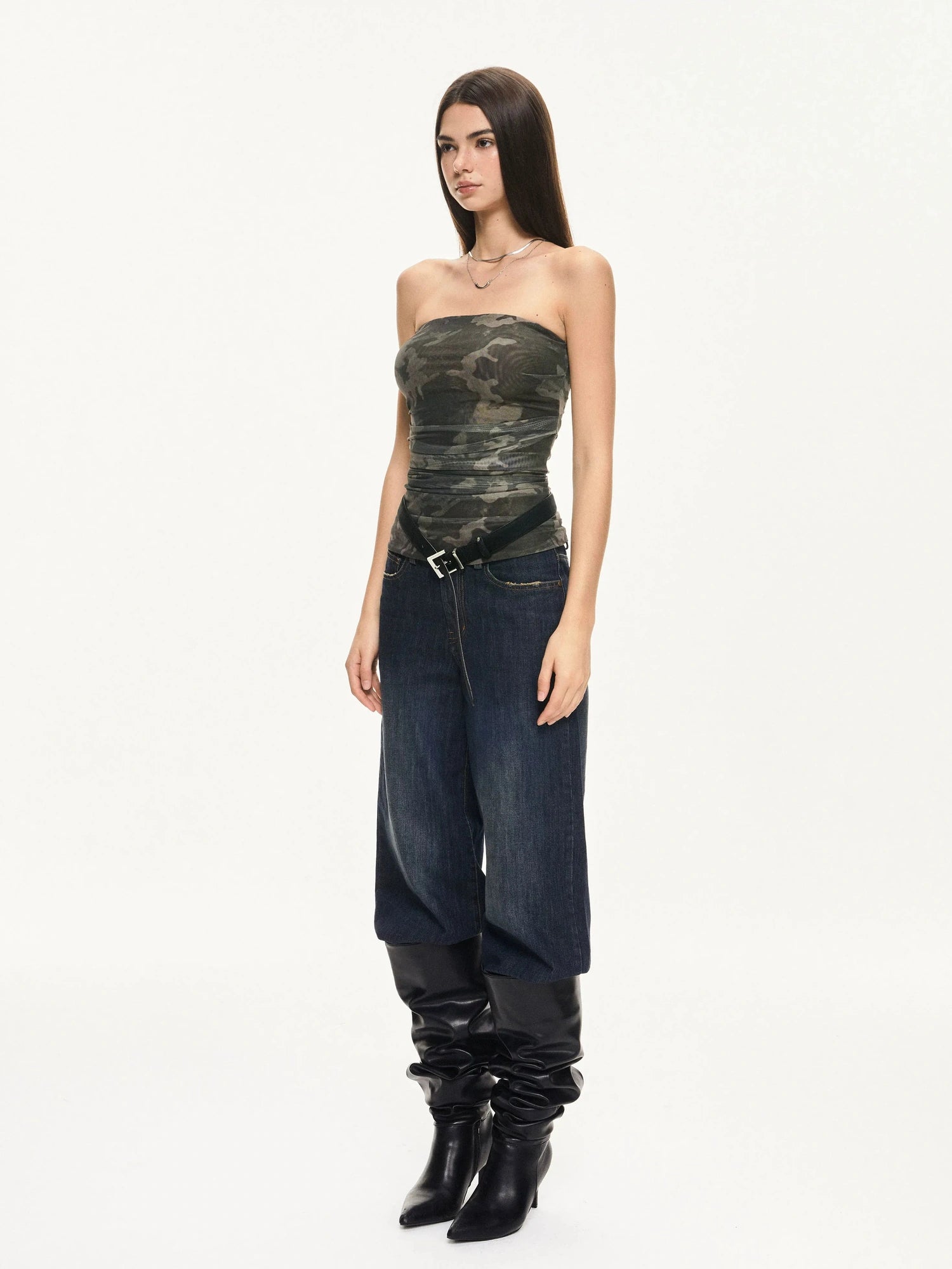 KVKV Yoga Clothing Brand - Camouflage Mesh Bustier Top