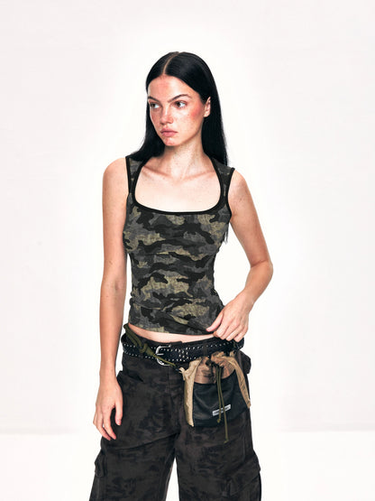 kvkv Camouflage Stripe Camisole Top