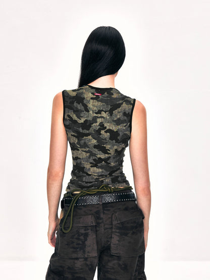 kvkv Camouflage Stripe Camisole Top