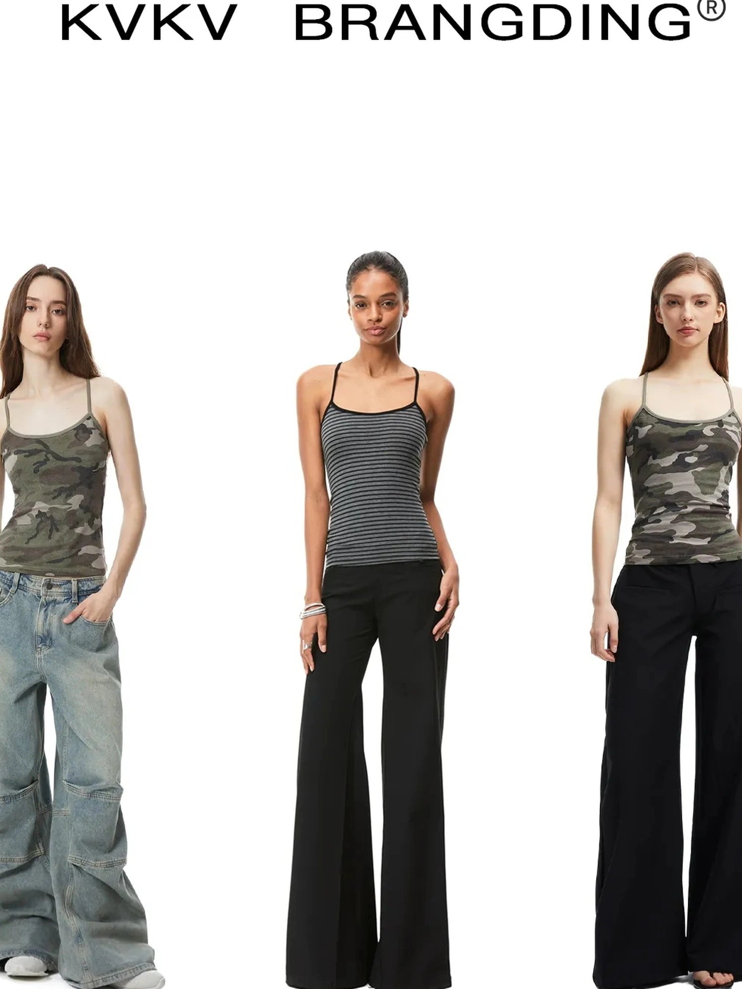 kvkv Camouflage Stripe Slim Tank Top