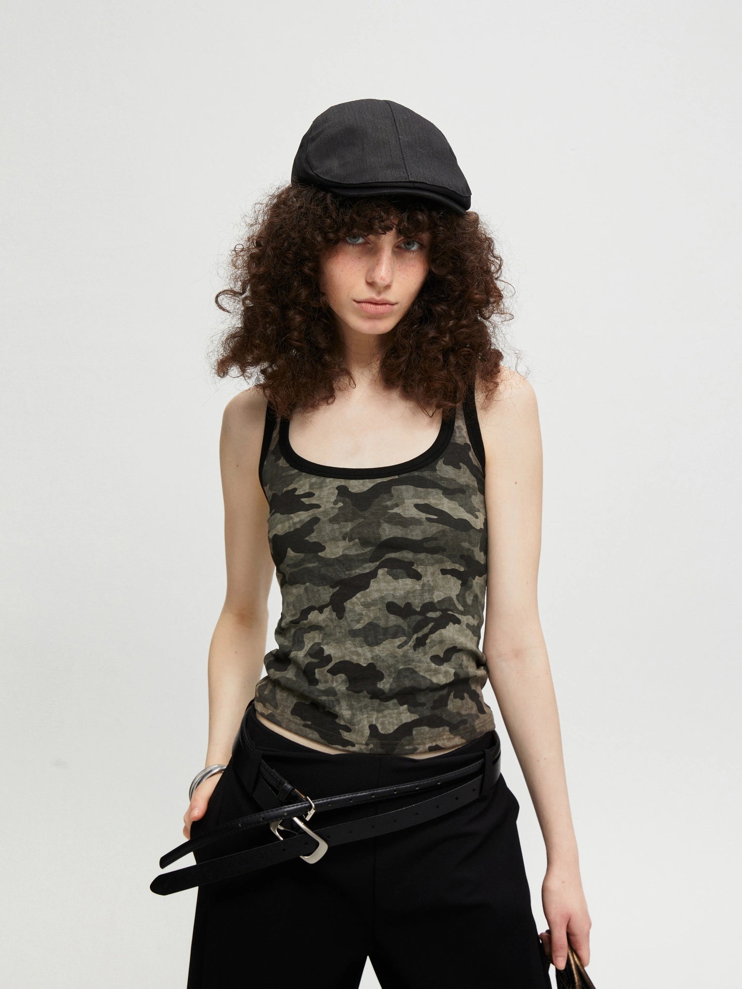 kvkv Camouflage U Neck Slim Fit Cami Top