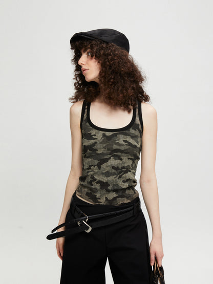 kvkv Camouflage U Neck Slim Fit Cami Top