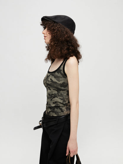 kvkv Camouflage U Neck Slim Fit Cami Top