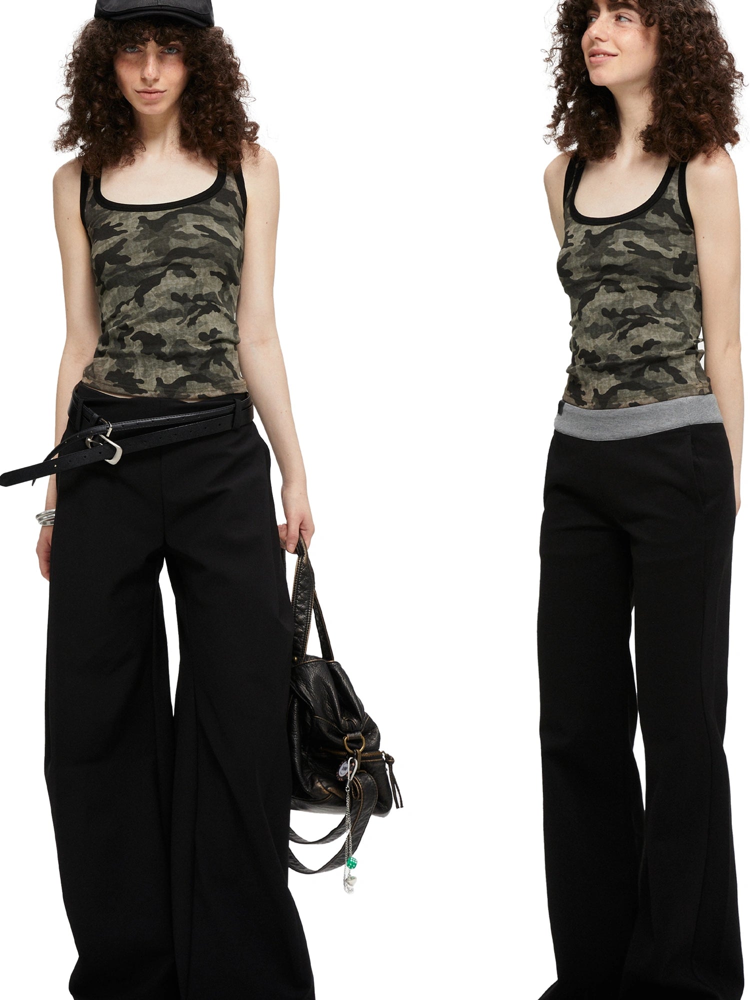 kvkv Camouflage U Neck Slim Fit Cami Top