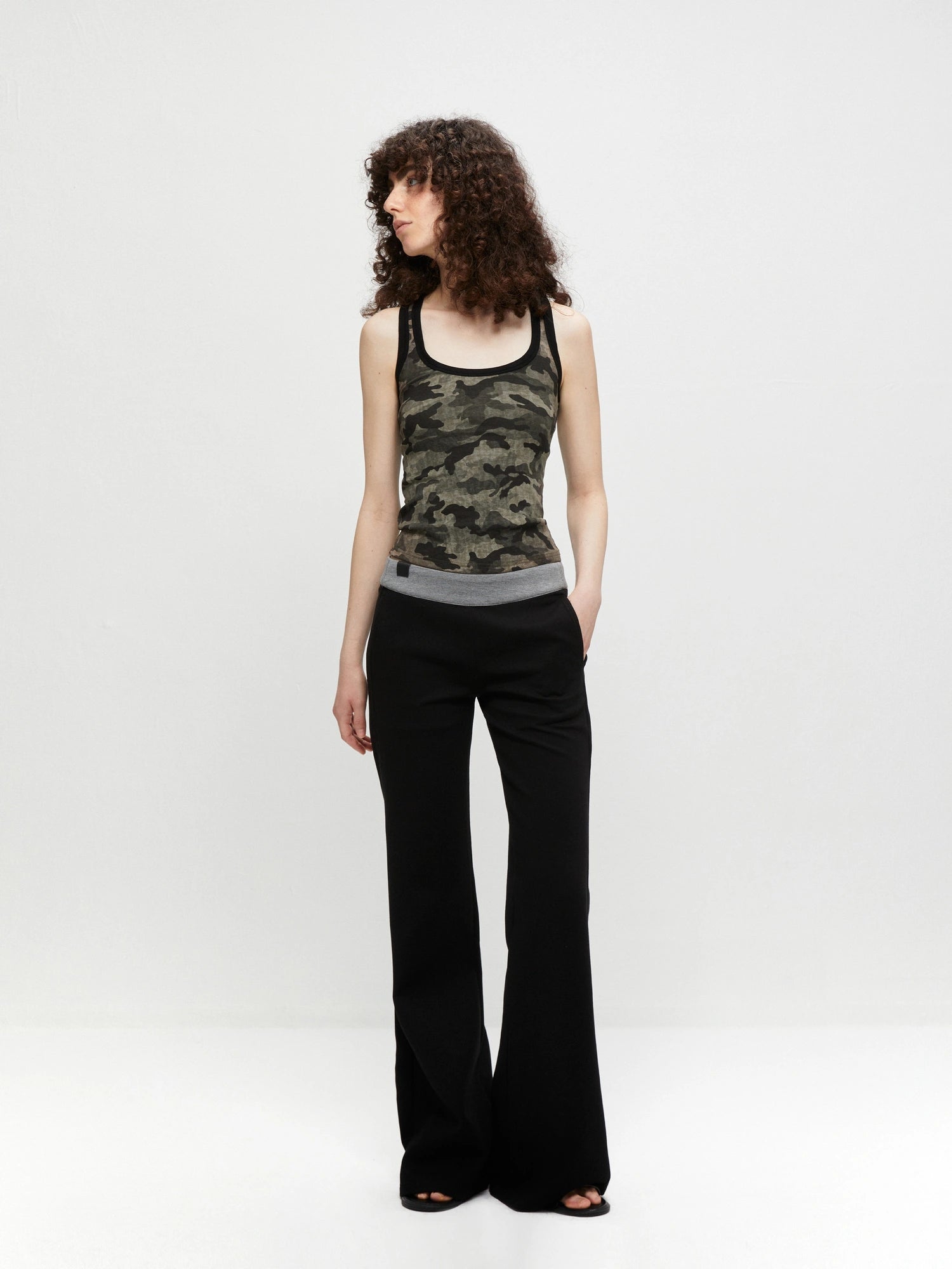 kvkv Camouflage U Neck Slim Fit Cami Top
