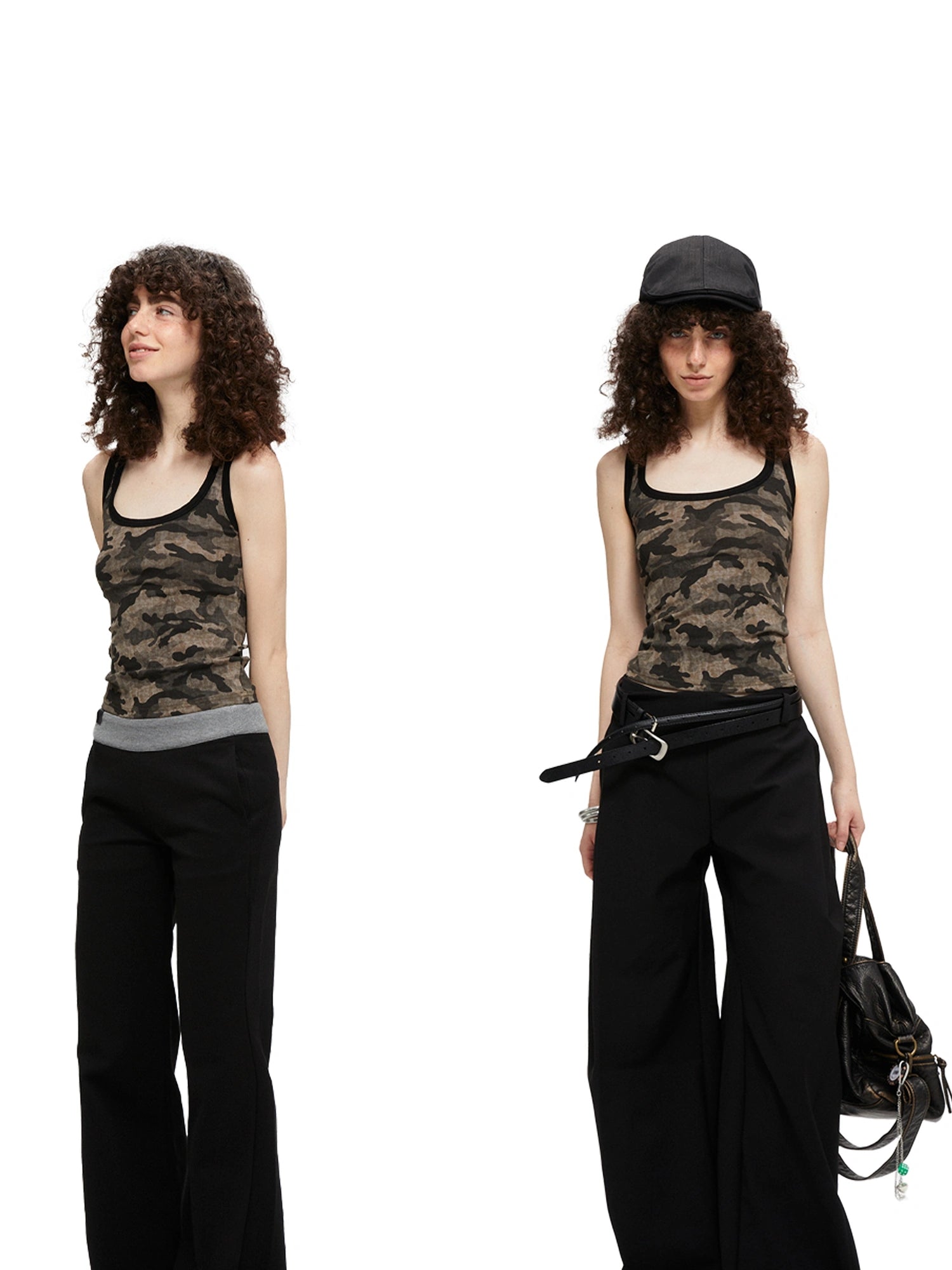 kvkv Camouflage U Neck Slim Fit Cami Top