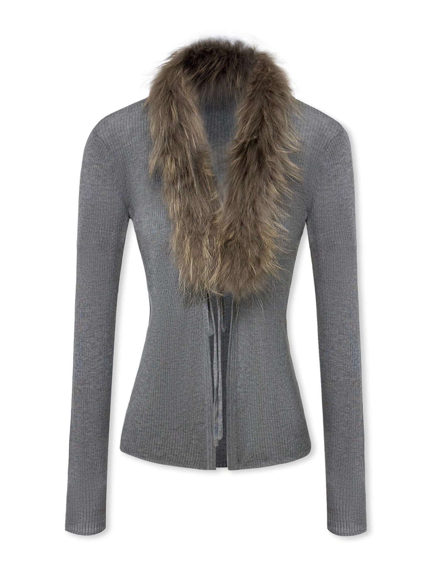kvkv_Cashmere_Blend_Gray_Knit_Cardigan_With_Detachable_Raccoon_Fur_Collar_MISSTT