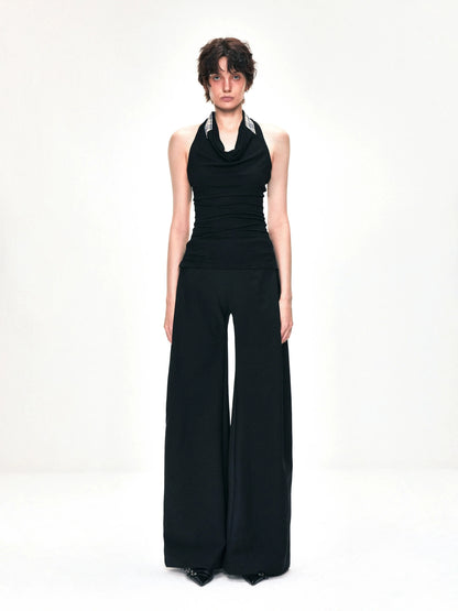 kvkv Checkered Cowl Neck Halter Top