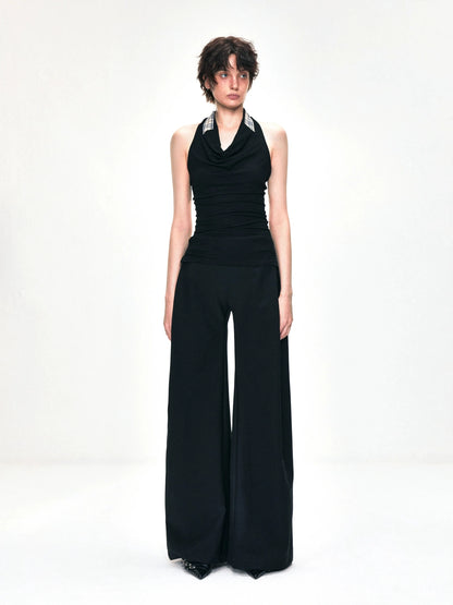 kvkv Checkered Cowl Neck Halter Top