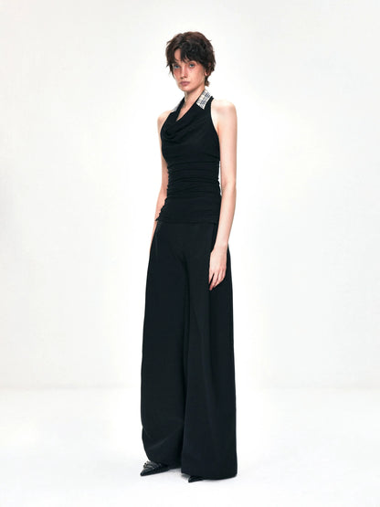 kvkv Checkered Cowl Neck Halter Top